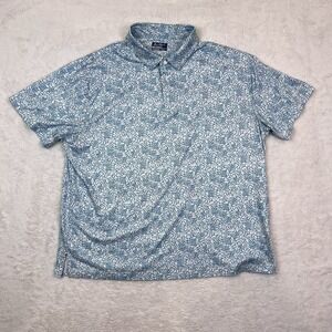 Ben Hogan Performance Polo Shirt Mens 2XL Green Blue Print Golf Casual‎